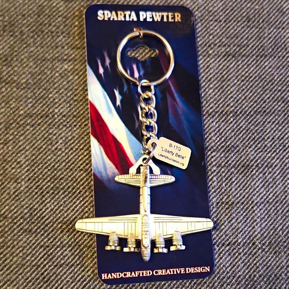 Sparta Pewter B-17G "Liberty Belle" Pewter Keychain, Detachable Keyring